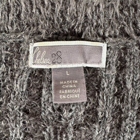 Chelsea28 Sweater Womens Large Cashmere Wool Blend Soft Fuzzy Cable Knit V-neck - Picture 4 of 10